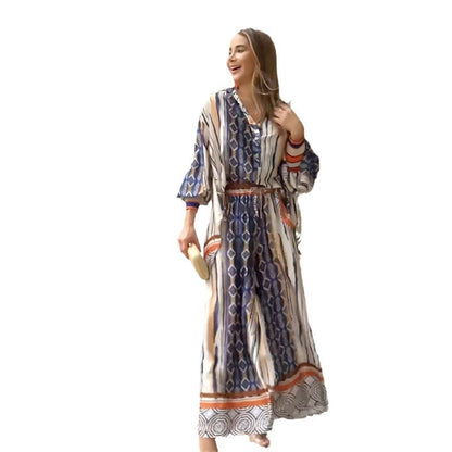 Women Office Casual Grapgic Print Lapel Long Sleeve Shirt Blouse Straight Trousers Set