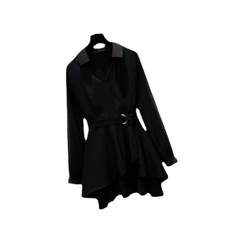 Large Size Women Casual Solid Color Long Sleeve V Neck Loose Shirt Blouse