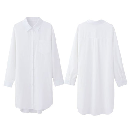 Women Casual Office Solid Color Long Sleeve Blouses Shirt