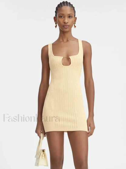 Minimalist Knit Party Mini Dress