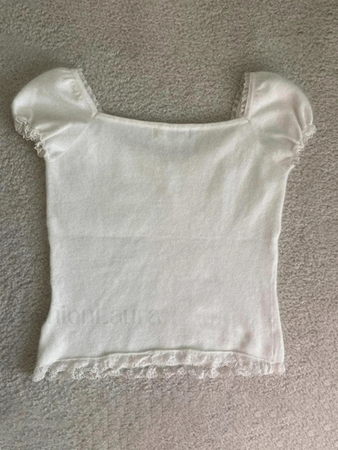 Paneled Lace White Puff Sleeve Blouse