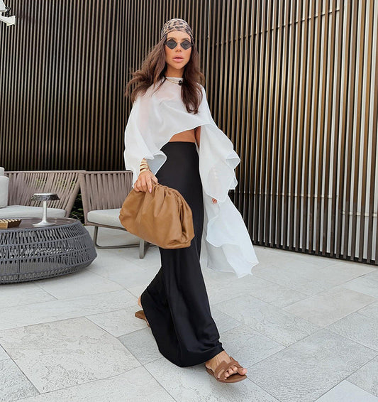 Women Fashion Casual Loose Chiffon Long-Sleeve Blouse
