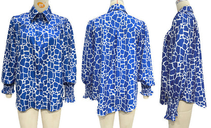 Women Casual Floral Print Long Sleeve Blouses