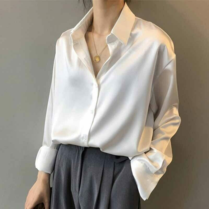 Women's Elegant Satin Blouse with Buttons | Ideal for Spring/Summer