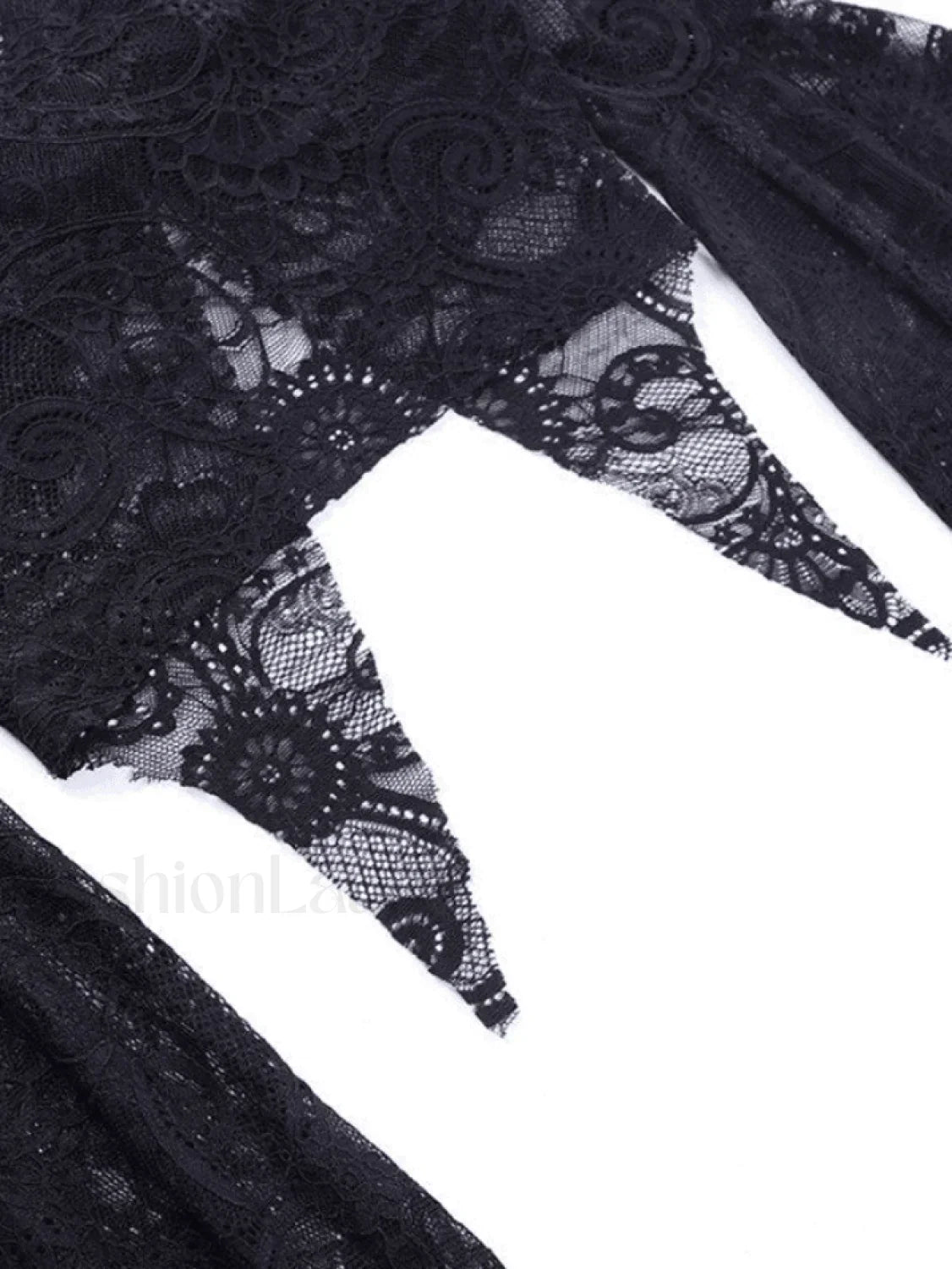 Split Lace Cropped Long Sleeve Blouse