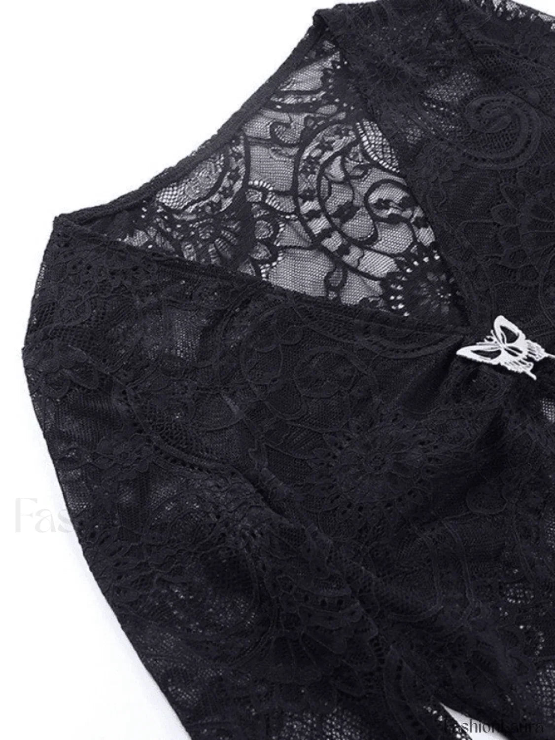 Split Lace Cropped Long Sleeve Blouse
