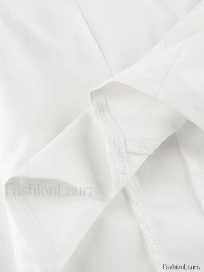 Tie Design White Cropped Blouse