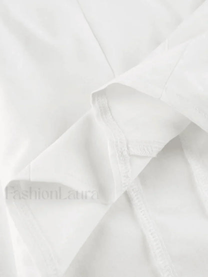 Tie Design White Cropped Blouse