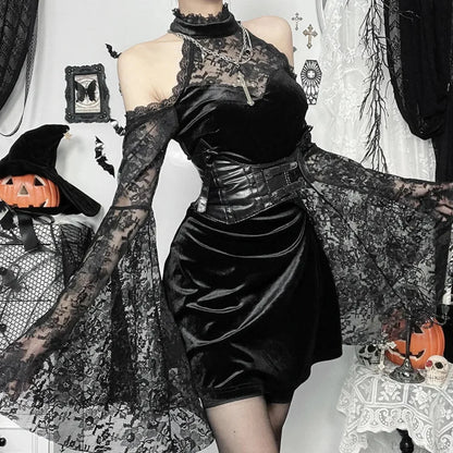 Transparent Lace Slender Mini Dress