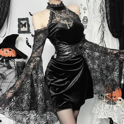 Transparent Lace Slender Mini Dress