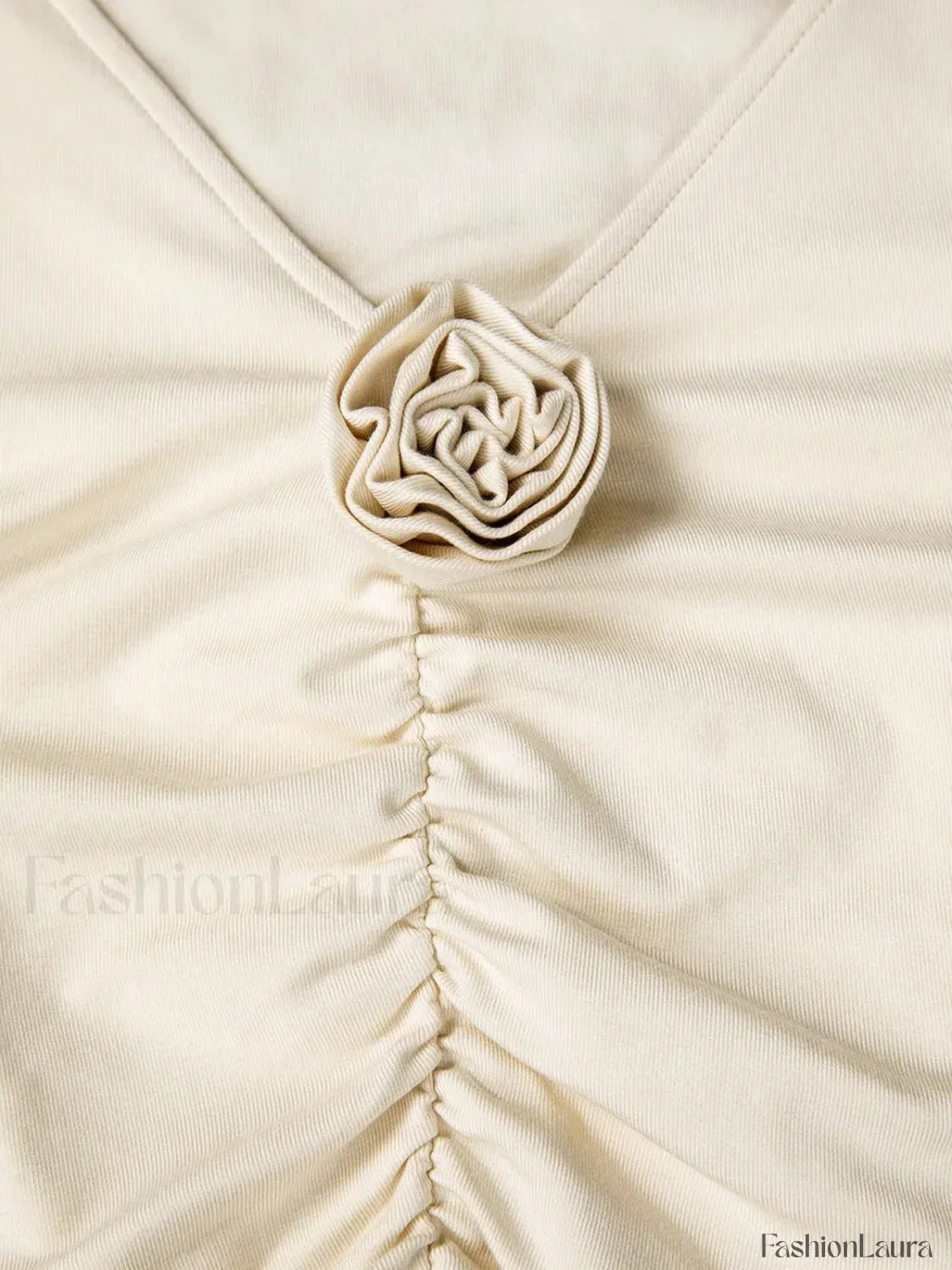 V-neck Draped Floral Detail Modern Blouse with Matching Scarf