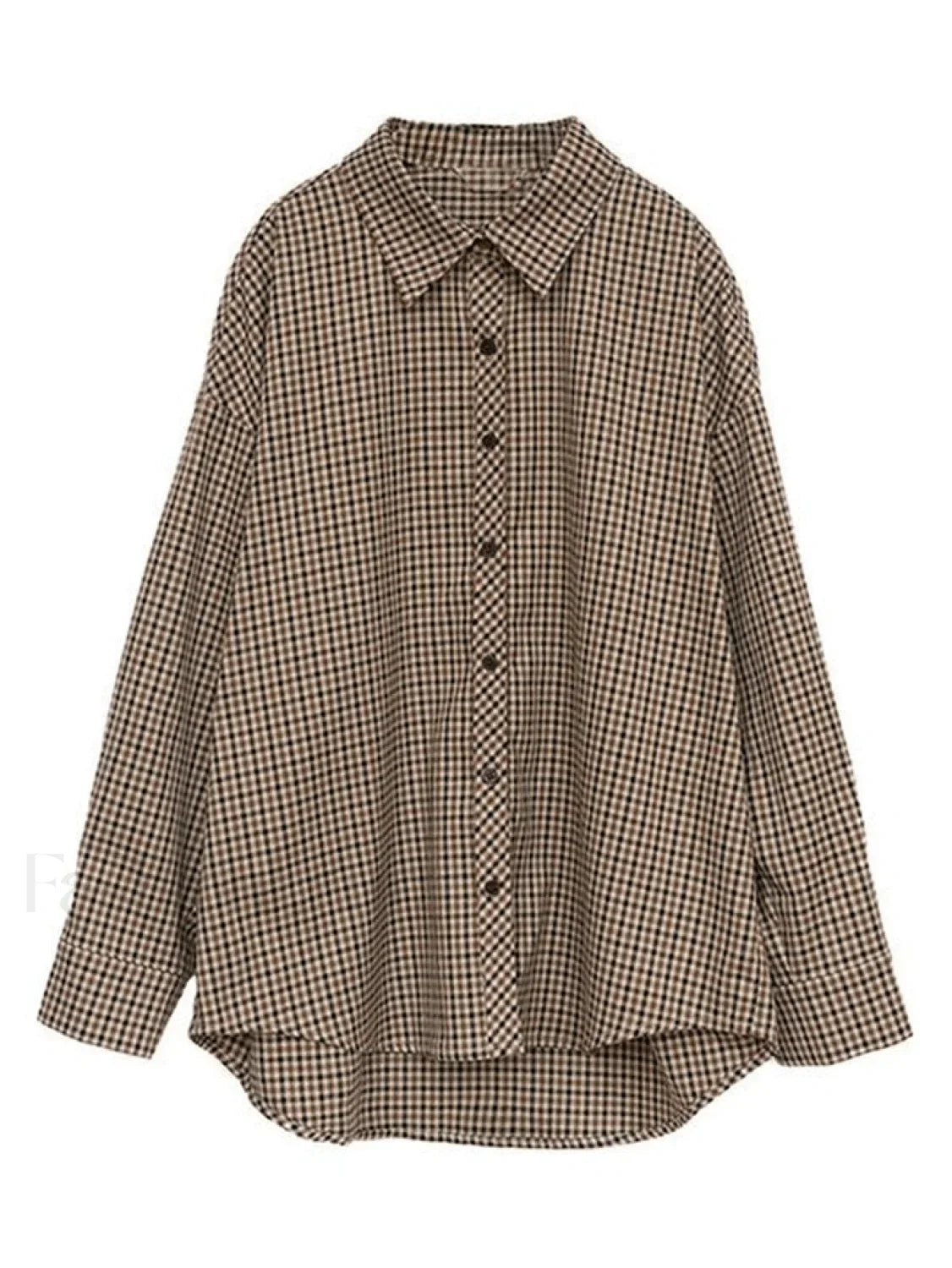 Vintage Long Sleeve Checkered Blouse