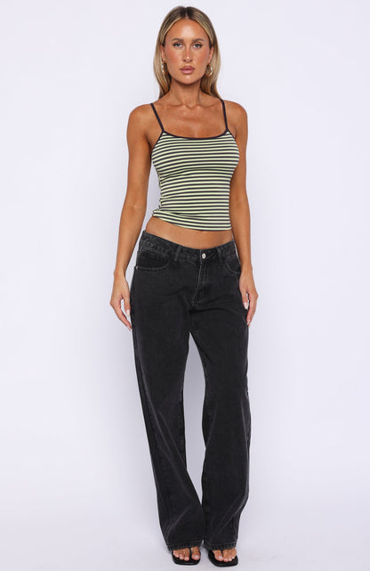 Just Let It Go Singlet Green/Plum Stripe