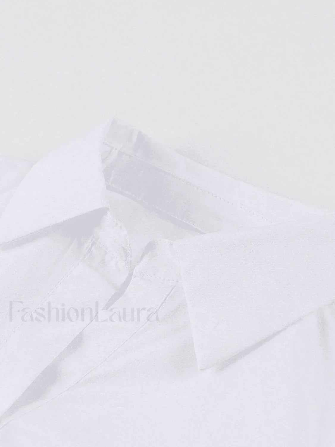 White Ruched Cropped Long Sleeve Blouse