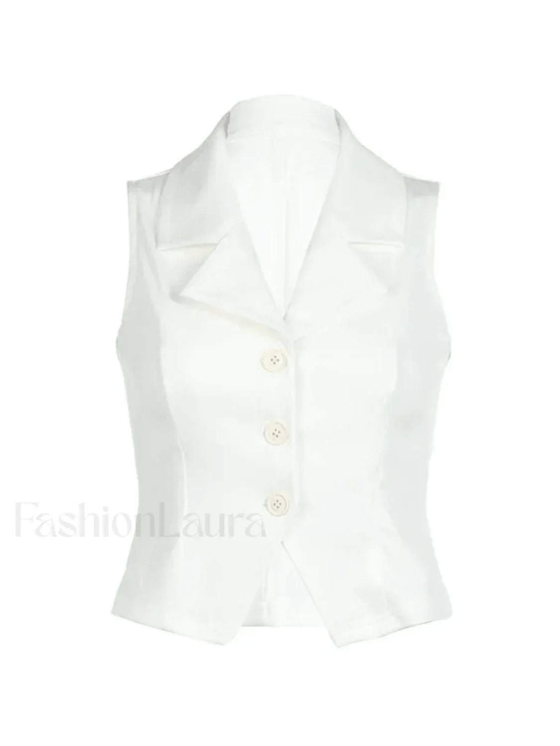 White Sleeveless Button Front Blouse
