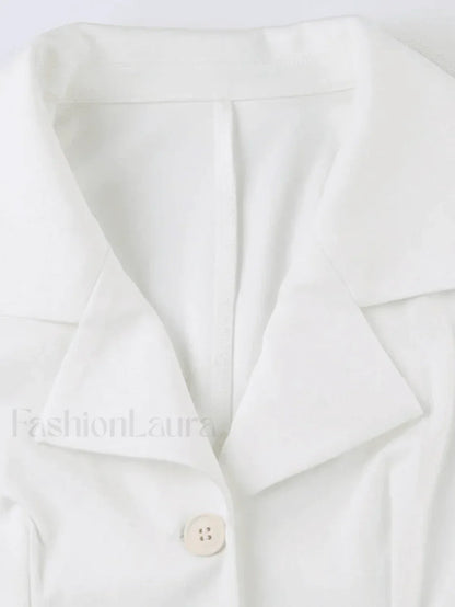 White Sleeveless Button Front Blouse
